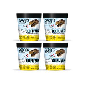 4 pack of Zora's Best Friendz Human Grade Dog Treats made with slow roasted and freeze dried beef liver